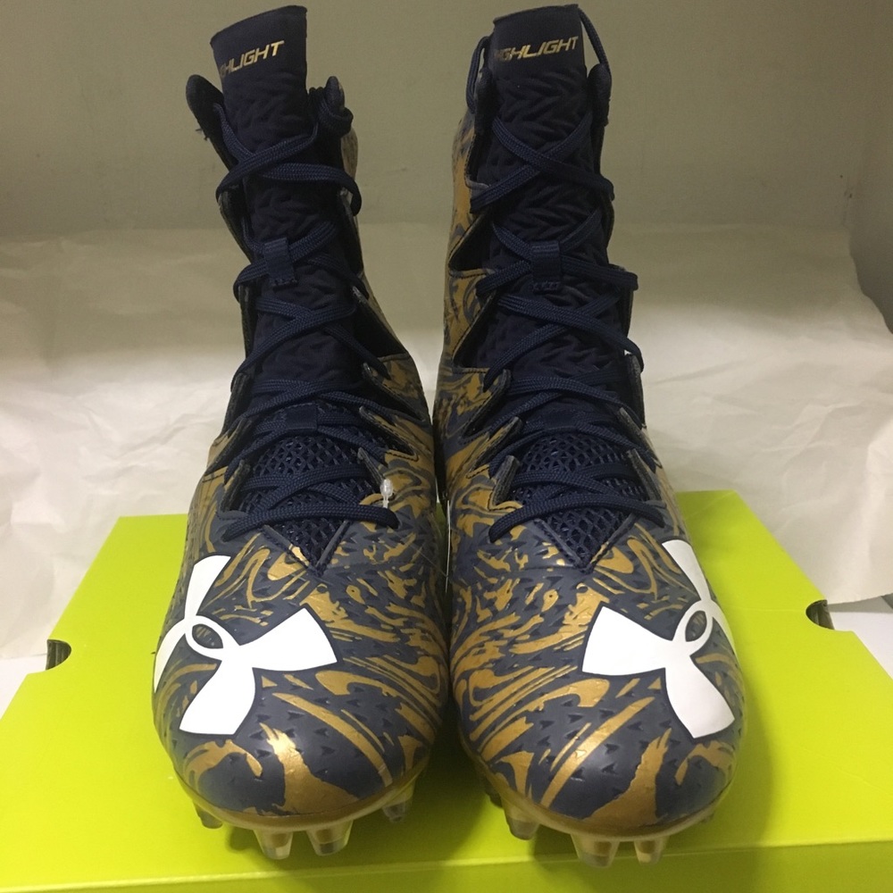 NEW Under Armour Highlight Gold Lux Cleats - Picture 2 of 7